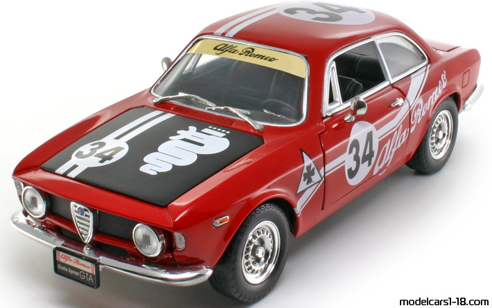 1965 - Alfa Romeo Giulia Sprint GTA Road Signature 1/18 (Kрасный / Чёрный) Передняя левая сторона