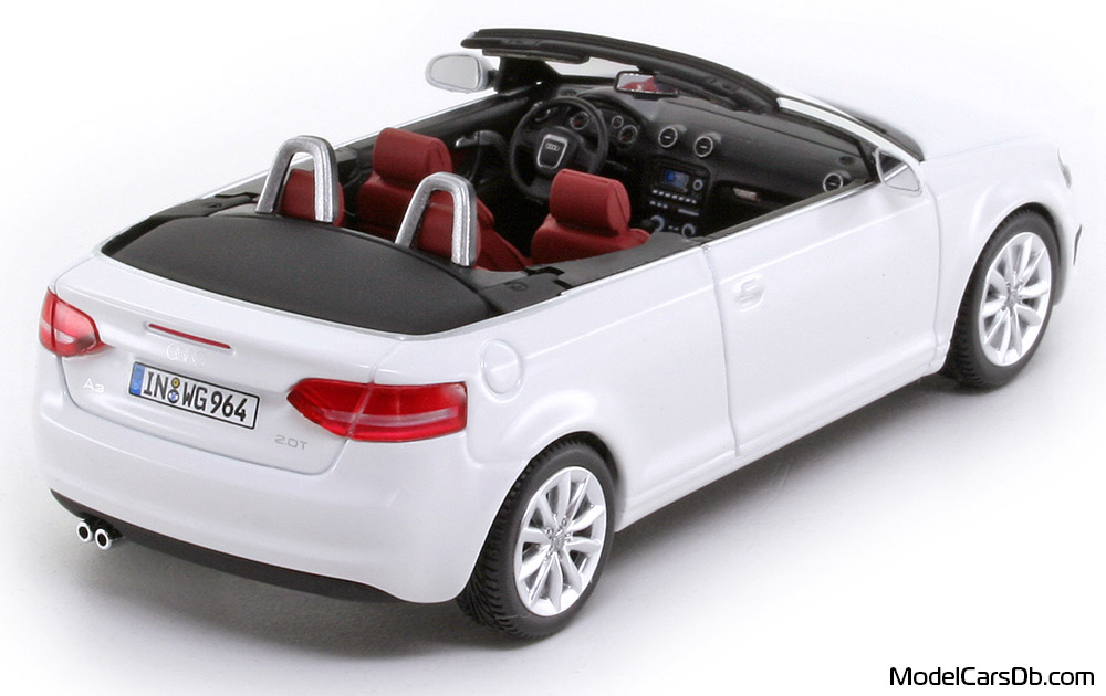 2008 - Audi A3 Cabriolet (8P) Minichamps 1/43 (Белый) Задняя правая сторона