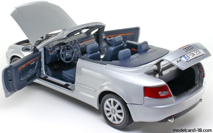 2003 - Audi A4 Cabriolet (B6) Mondo Motors 1/18 (Серебристый) Открывающиеся части