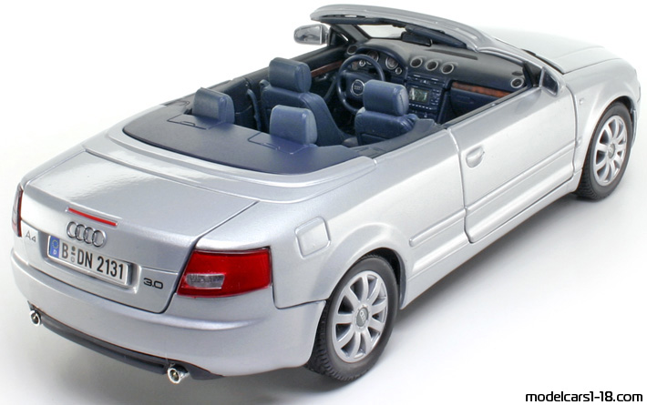 2003 - Audi A4 Cabriolet (B6) Mondo Motors 1/18 (Серебристый) Задняя правая сторона