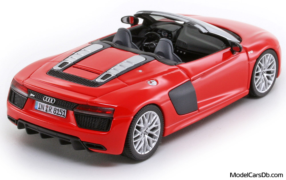 2015 - Audi R8 V10 Spyder (4S) Herpa 1/43 (Red) Задняя правая сторона