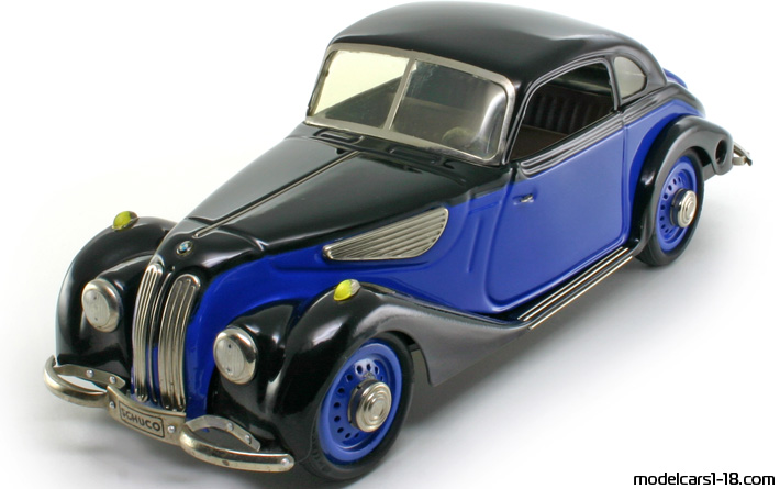 1937 - BMW 327 Schuco 1/18 (Синий / Чёрный) Передняя левая сторона