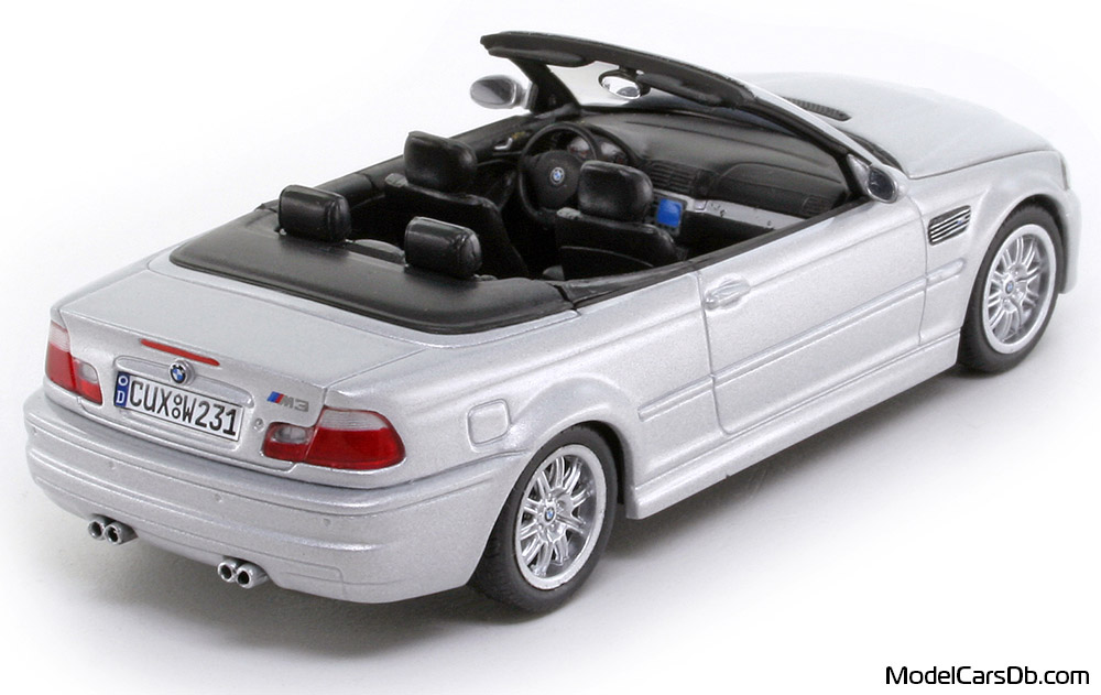 2002 - BMW M3 Cabriolet (E46) Minichamps 1/43 (Серебристый) Задняя правая сторона