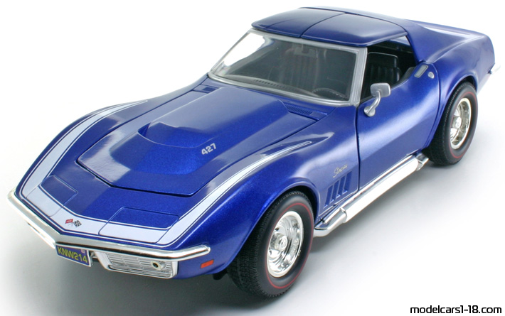 1969 - Chevrolet Corvette ZL1 C3 Hot Wheels 1/18 (Синий / Белый) Передняя левая сторона