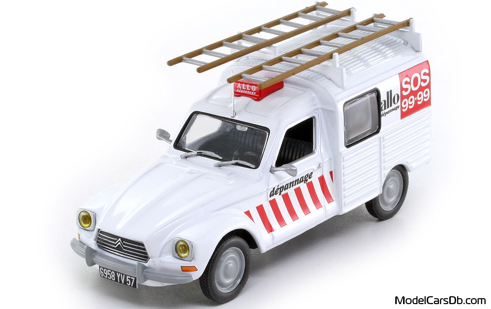1980 - Citroen Acadiane Altaya 1/43 (Белый / Kрасный) Передняя левая сторона
