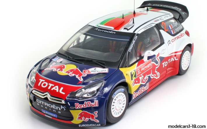 2011 - Citroen DS3 WRC Norev 1/18 (Синий / Белый) Передняя левая сторона