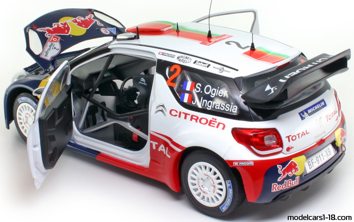 2011 - Citroen DS3 WRC Norev 1/18 (Синий / Белый) Открывающиеся части