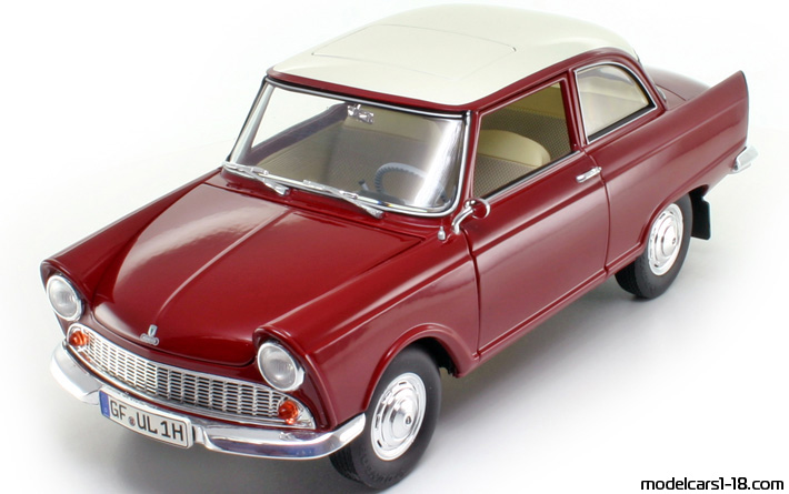 1960 - DKW Junior Revell 1/18 (Kрасный / Белый) Передняя левая сторона