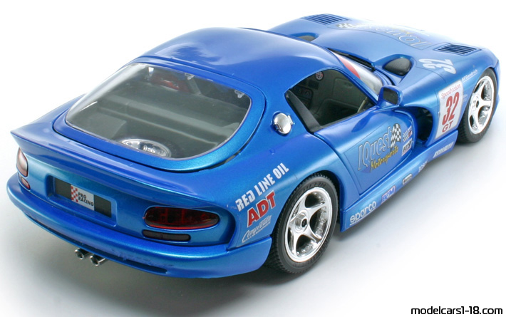 1999 - Dodge Viper GTS Bburago 1/18 (Синий) Задняя правая сторона