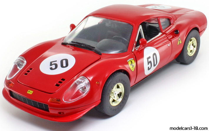 1969 - Ferrari 246 GT Dino Anson 1/18 (Kрасный / Белый) Передняя левая сторона