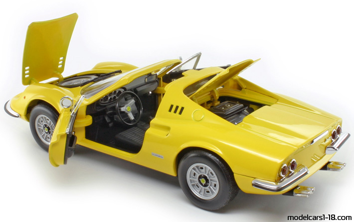 1972 - Ferrari 246 GTS Dino Hot Wheels 1/18 (Жёлтый) Открывающиеся части