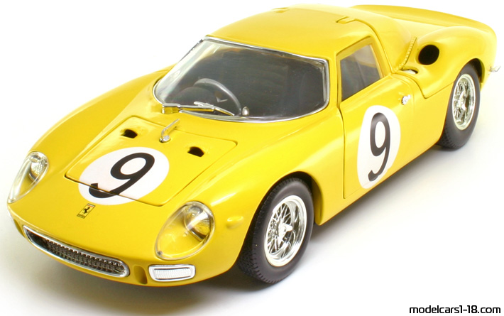 1964 - Ferrari 250 LM Hot Wheels 1/18 (Жёлтый / Белый) Передняя левая сторона