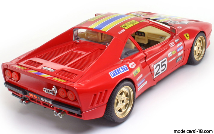 1984 - Ferrari 288 GTO Bburago 1/18 (Kрасный / Жёлтый) Задняя правая сторона