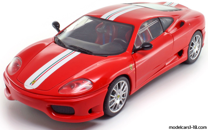 2003 - Ferrari 360 Challenge Stradale Hot Wheels 1/18 (Kрасный / Белый) Передняя левая сторона