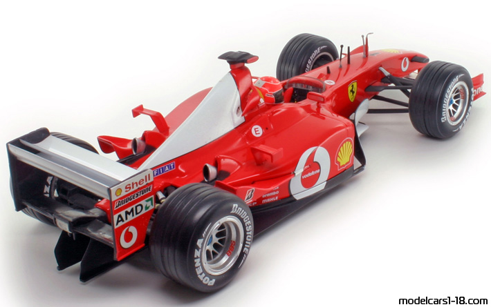 2002 - Ferrari F2002 Hot Wheels 1/18 (Kрасный / Белый) Задняя правая сторона
