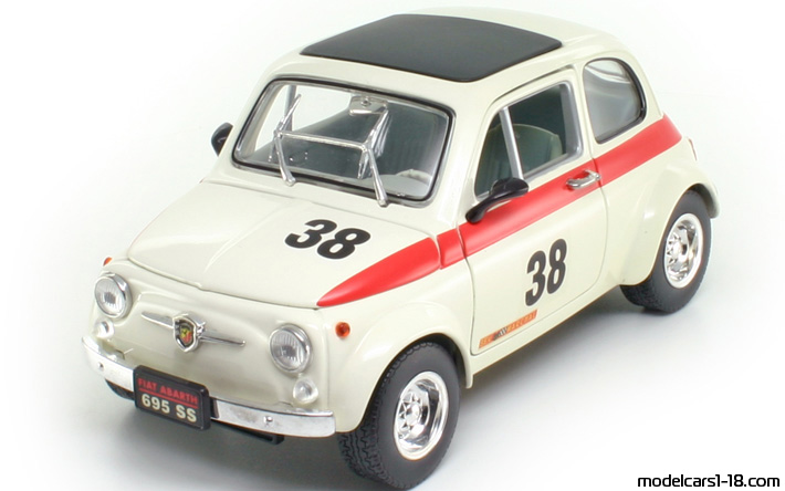 1963 - Fiat 500 Abarth 695 SS Road Signature 1/18 (White / Kрасный) Передняя левая сторона