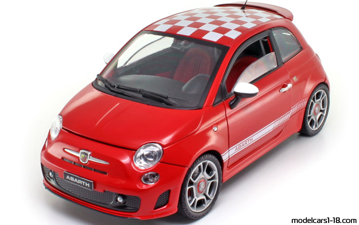 2008 - Fiat 500 Abarth Mondo Motors 1/18 (Kрасный) Передняя левая сторона