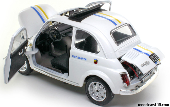 1965 - Fiat 500 Abarth Bburago 1/16 (Белый) Открывающиеся части