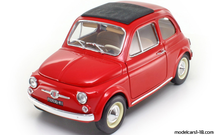 1965 - Fiat 500 F Bburago 1/16 (Red) Передняя левая сторона