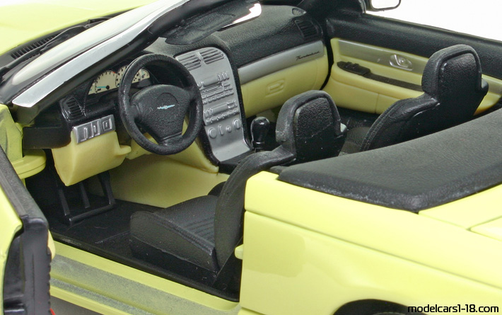 2002 - Ford Thunderbird Maisto 1/18 (Жёлтый) Интерьер панель приборов