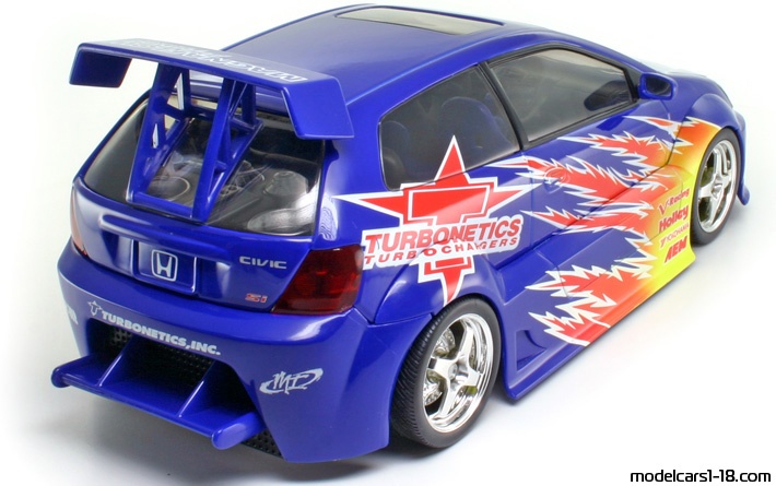 2001 - Honda Civic Si Hot Wheels 1/18 (Синий / Kрасный) Задняя правая сторона