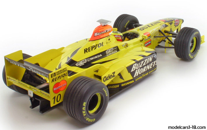 1998 - Jordan Mugen Honda 198 Minichamps 1/18 (Жёлтый / Чёрный) Задняя правая сторона