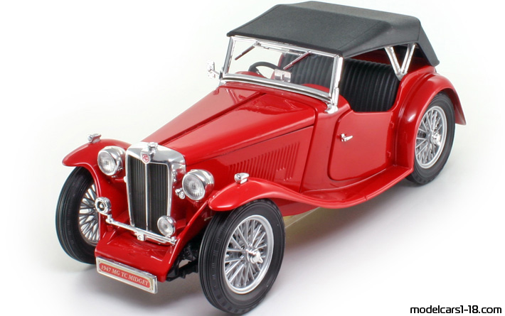 1947 - MG TC Midget Road Signature 1/18 (Kрасный) Передняя левая сторона