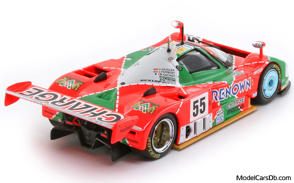 1991 - Mazda 787B Minichamps 1/43 (Kрасный / Зелёный) Задняя правая сторона