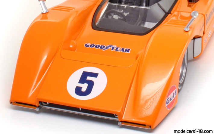 1969 - McLaren M8B High Wing GMP 1/18 (Оранжевый / Серебристый) Багажник / Поднимающиеся фары