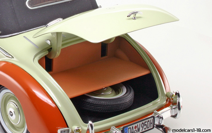 1949 - Mercedes 170 S (W191) Signature Models 1/18 (Белый / Оранжевый) Багажник / Поднимающиеся фары