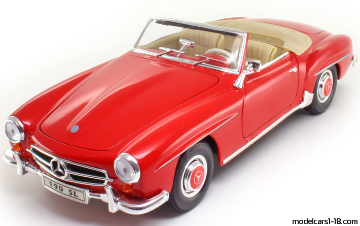 1955 - Mercedes 190 SL (R121) Welly 1/18 (Kрасный) Передняя левая сторона