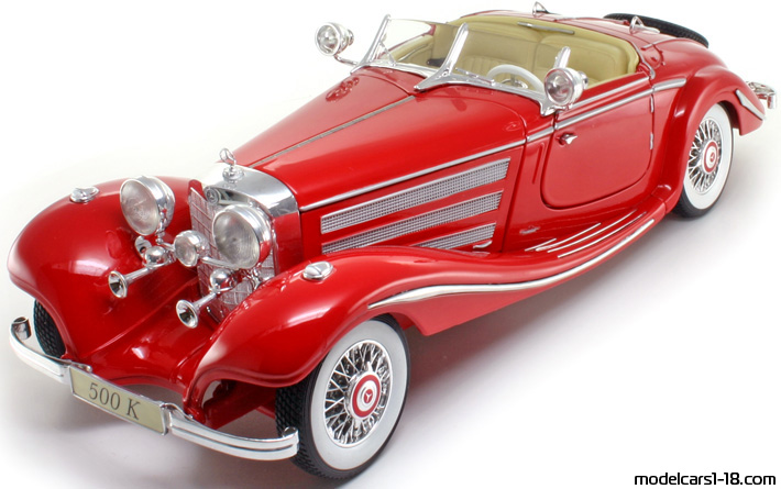 1936 - Mercedes 500 K (W29) Maisto 1/18 (Red) Передняя левая сторона