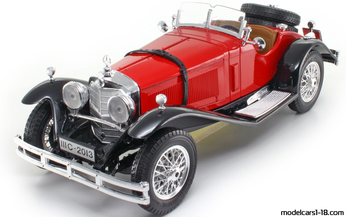 1928 - Mercedes SSK (W06) Bburago 1/18 (Red / Чёрный) Передняя левая сторона