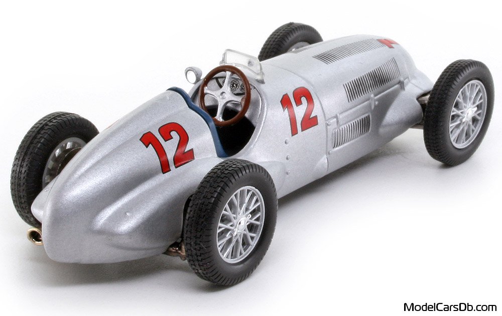 1937 - Mercedes W125 DeAgostini 1/43 (Серебристый) Задняя правая сторона