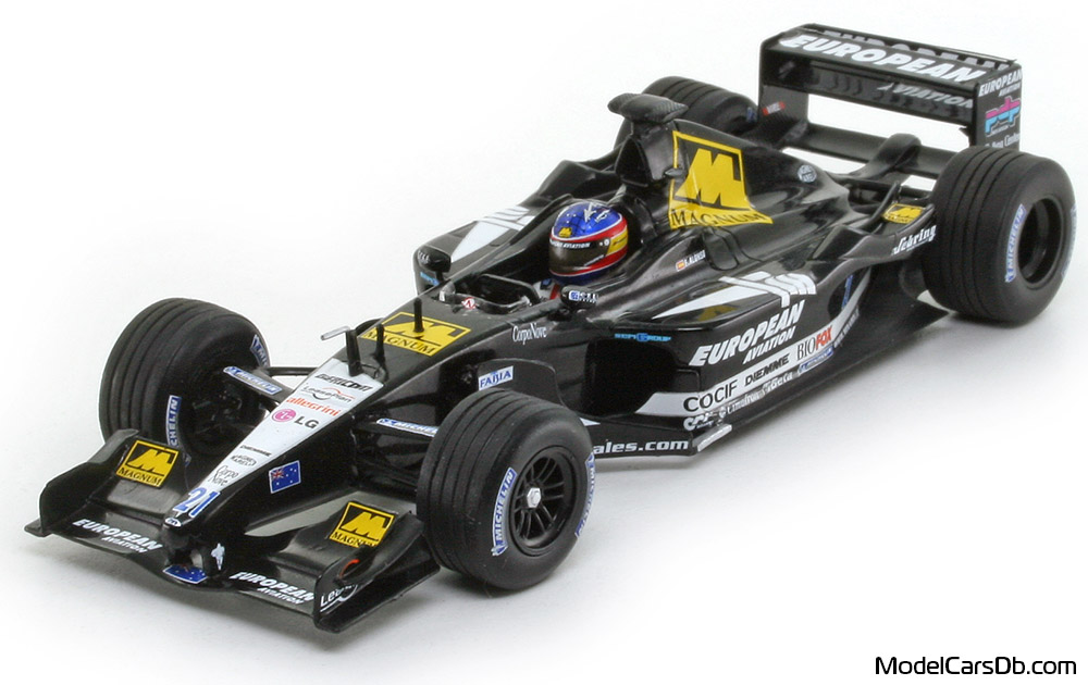 2001 - Minardi PS01 Minichamps 1/43 (Чёрный / Белый) Передняя левая сторона