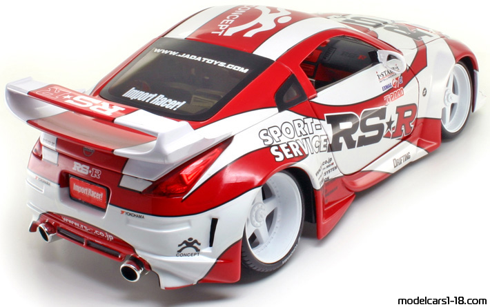 2003 - Nissan 350Z (Z33) Jada Toys 1/18 (Kрасный / Белый) Задняя правая сторона