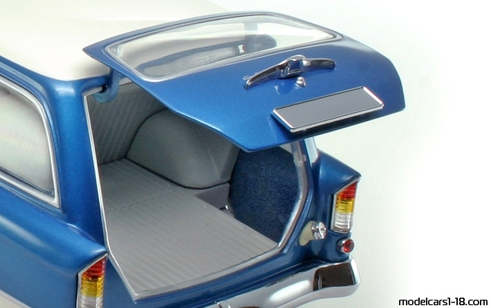 1958 - Opel Rekord P1 Caravan Minichamps 1/18 (Синий / Белый) Багажник / Поднимающиеся фары