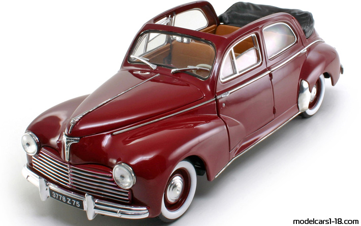 1954 - Peugeot 203 Decouverable Solido 1/18 (Red) Передняя левая сторона