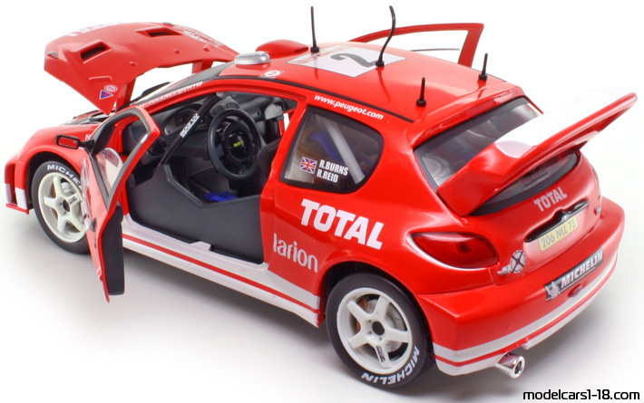 2003 - Peugeot 206 WRC Solido 1/18 (Kрасный / Белый) Открывающиеся части