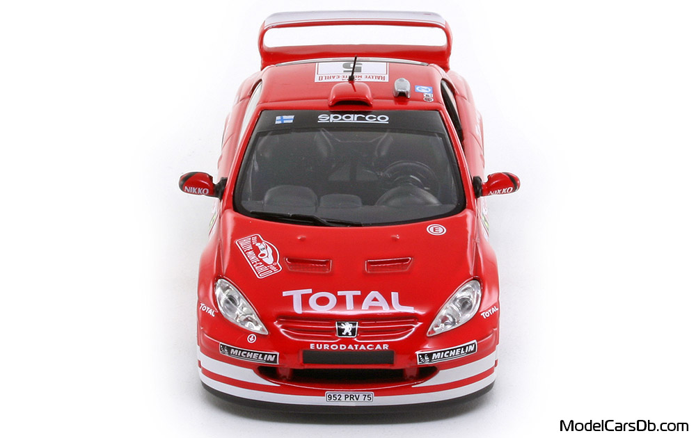 2005 - Peugeot 307 WRC DeAgostini 1/43 (Kрасный / Белый) Спереди