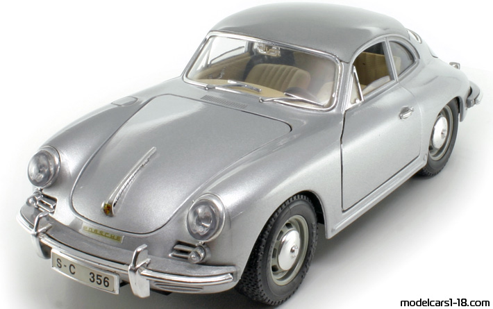 1961 - Porsche 356 B Bburago 1/18 (Серебристый) Передняя левая сторона