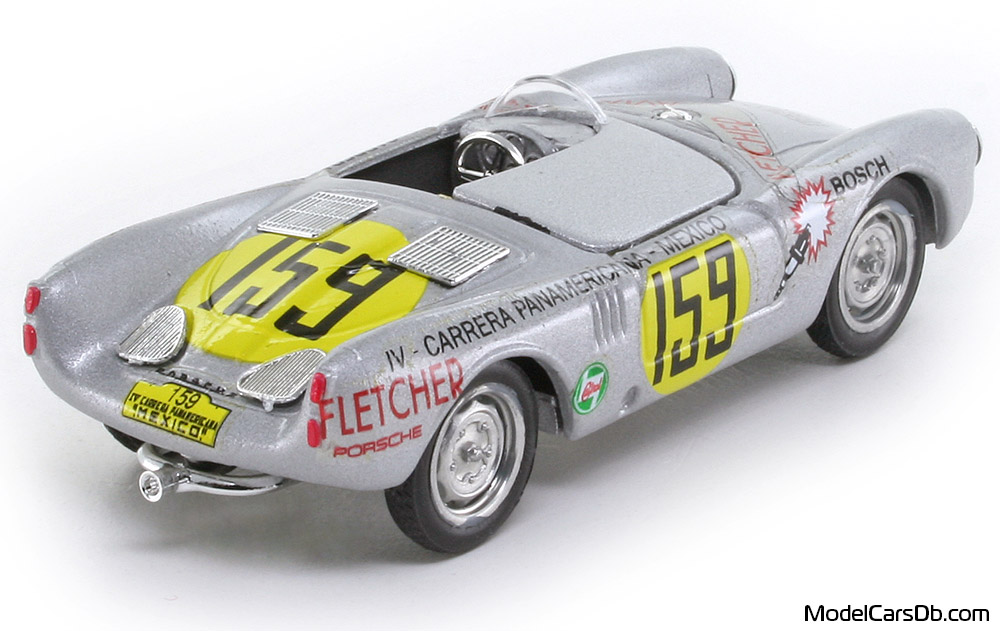 1953 - Porsche 550 RS Brumm 1/43 (Серебристый / Жёлтый) Задняя правая сторона