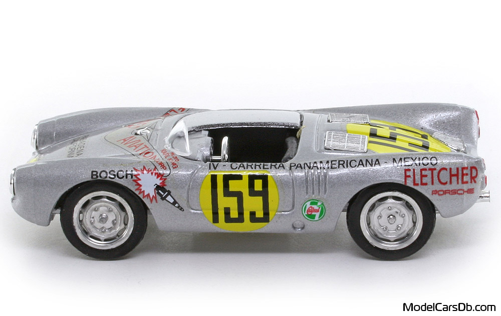 1953 - Porsche 550 RS Brumm 1/43 (Серебристый / Жёлтый) Сторона