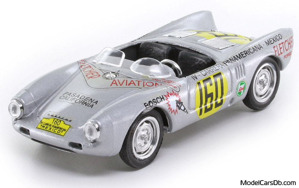 1953 - Porsche 550 RS Brumm 1/43 (Серебристый / Жёлтый) Передняя левая сторона