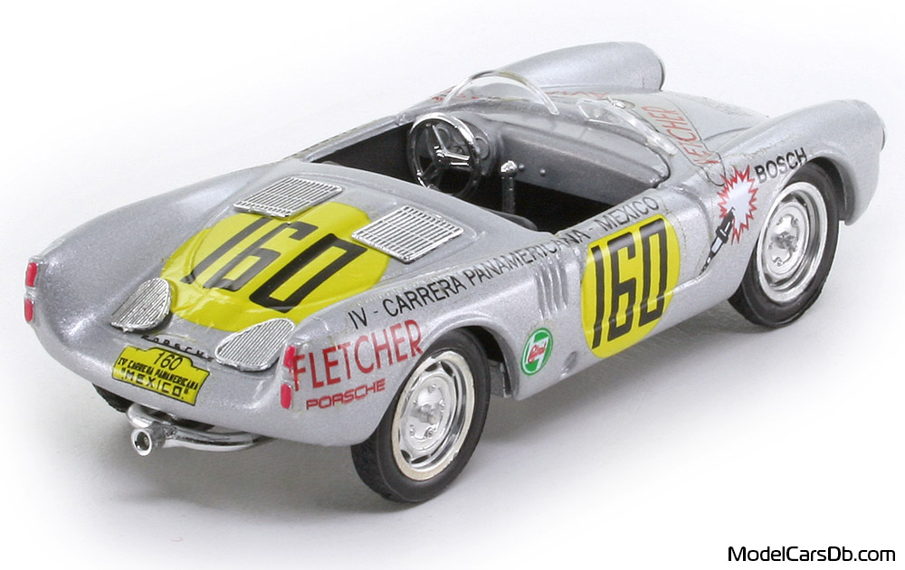 1953 - Porsche 550 RS Brumm 1/43 (Серебристый / Жёлтый) Задняя правая сторона