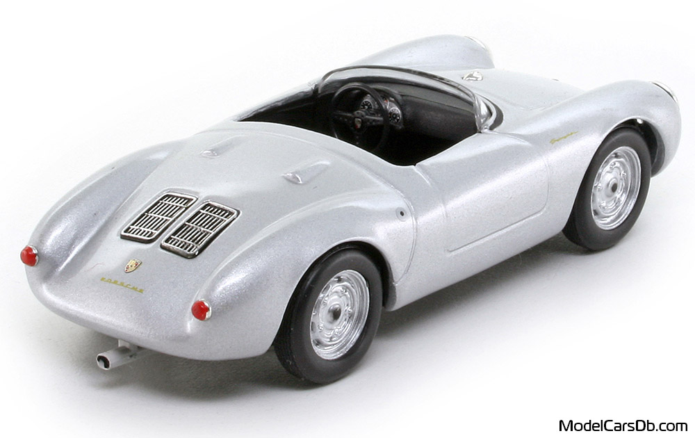 1955 - Porsche 550 Spyder Minichamps 1/43 (Серебристый) Задняя правая сторона