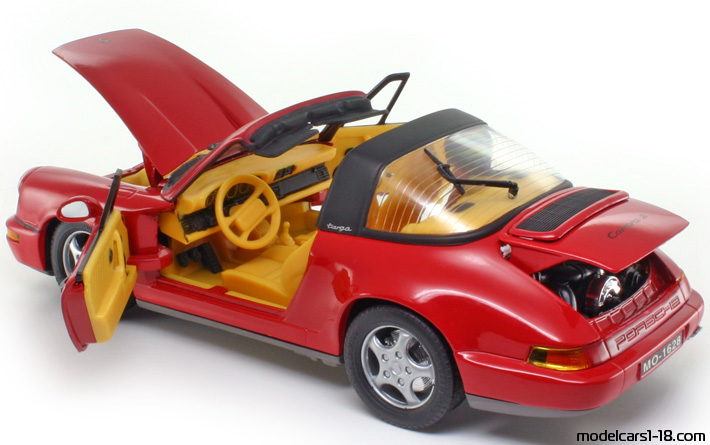 1989 - Porsche 911 Carrera 2 Targa (964) Anson 1/18 (Kрасный) Открывающиеся части