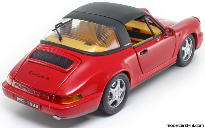 1989 - Porsche 911 Carrera 2 Targa (964) Anson 1/18 (Kрасный) Задняя правая сторона
