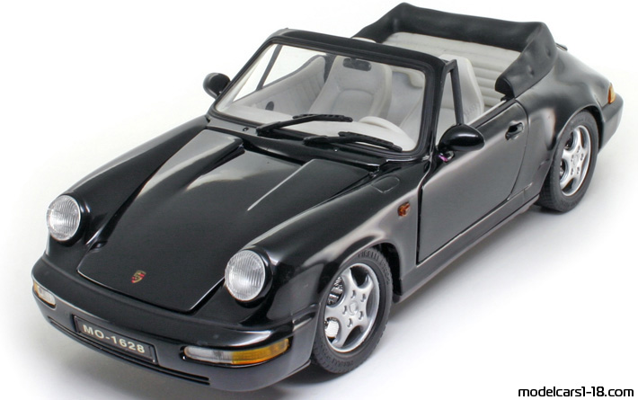 1989 - Porsche 911 Carrera 4 Cabriolet (964) Anson 1/18 (Серебристый) Передняя левая сторона
