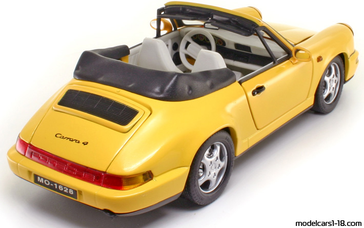 1989 - Porsche 911 Carrera 4 Cabriolet (964) Anson 1/18 (Жёлтый) Задняя правая сторона